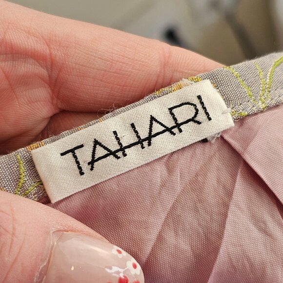 Tahari Vintage Light Purple Pant Suit with Green and Orange Flowers Sz 6 - Picture 10 of 16